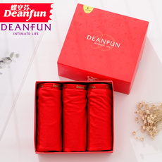 Трусы 3条装蝶安芬本命年属牛大红色女士内裤结婚中腰女红莫代尔平角裤