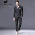 Rich Birds Sọc Suit Nam giới Ba mảnh Thanh niên Hàn Quốc Slim Kết hôn Bộ đồ công sở Anh - Suit phù hợp quần tây Suit phù hợp