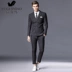 Rich Birds Sọc Suit Nam giới Ba mảnh Thanh niên Hàn Quốc Slim Kết hôn Bộ đồ công sở Anh - Suit phù hợp bộ vest nam Suit phù hợp