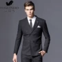 Rich Birds Sọc Suit Nam giới Ba mảnh Thanh niên Hàn Quốc Slim Kết hôn Bộ đồ công sở Anh - Suit phù hợp bộ vest nam