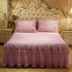 Hàn Quốc phiên bản của công chúa ren bông đệm mat giường váy băng lụa trải giường ba bộ có thể được rửa 1.8