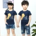 Trẻ em cotton ngắn tay T-Shirt trai mùa hè ăn mặc nửa tay t cô gái áo Hàn Quốc phiên bản của cậu bé lớn bông con đáy áo triều
