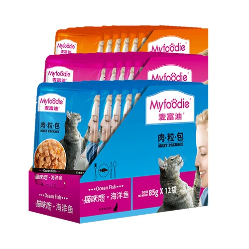 Кошка кошачья кошачья кошка мокрое еда замечательная свежая мешка с мясо