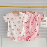 Детское летнее тонкое хлопковое боди, короткий рукав, 0-2 лет, в западном стиле