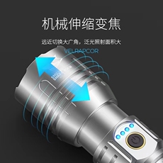 Ручной фонарик 微笑鲨白激光伸缩调焦大容量带电显手电筒户外照明强光远射手电筒 Shark smile smiling
