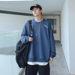 Fall 2020 new fake two piece embroidered letter sweater men's fashion round neck Pullover