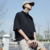 Mùa hè mới màu rắn hoang dã vai lỏng áo polo nam thanh niên Hàn Quốc ve áo ngắn tay áo thủy triều nửa tay áo