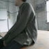 Nhật bản retro màu rắn vòng cổ đáy áo sơ mi xu hướng mui xe áo len lỏng nam Hàn Quốc phiên bản của áo len mùa thu và mùa đông áo len shop quần áo nam Hàng dệt kim