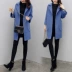 Chống mùa giải phóng mặt bằng smog áo len màu xanh nữ phần dài Hàn Quốc phiên bản 2018 triều mới mùa đông Sen áo len áo khoác gió nữ Trung bình và dài Coat