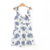 J7 Châu Âu trạm mùa hè mới ăn mặc nữ thời trang sling chính tả lá sen tươi eo một từ váy mỏng A-Line Váy