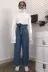 Sakuragakawa Đảo custom bất shot chic Hàn Quốc hoang dã retro bow tie băng rộng jeans chân phụ nữ Quần jean