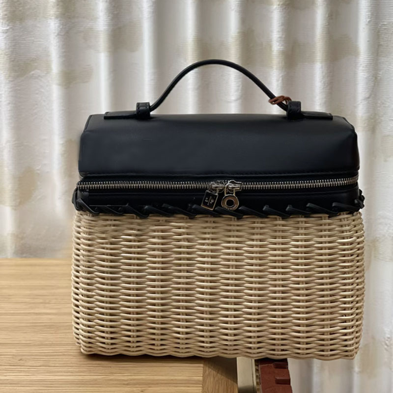 Loro Woven Bag New LP Bamboo Woven Handbag piana Cowhide Color Beach ...