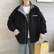 Phong cách Hồng Kông phiên bản Hàn Quốc của áo khoác lỏng xu hướng hai bên mặc đồng phục bóng chày mùa xuân giản dị lưới dụng cụ áo khoác bé trai - Cực lớn