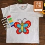 Trẻ em của tay sơn trắng T-Shirt mẫu giáo handmade TỰ LÀM màu graffiti tranh trống cotton dày t-shirt áo thun trẻ em thái lan