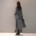 Áo len dài nữ mùa đông quần áo 2018 mới của Hàn Quốc phiên bản của eo kẻ sọc áo hai mảnh quần chân rộng nữ phù hợp với áo khoác dài nữ hàn quốc Accentuated eo áo