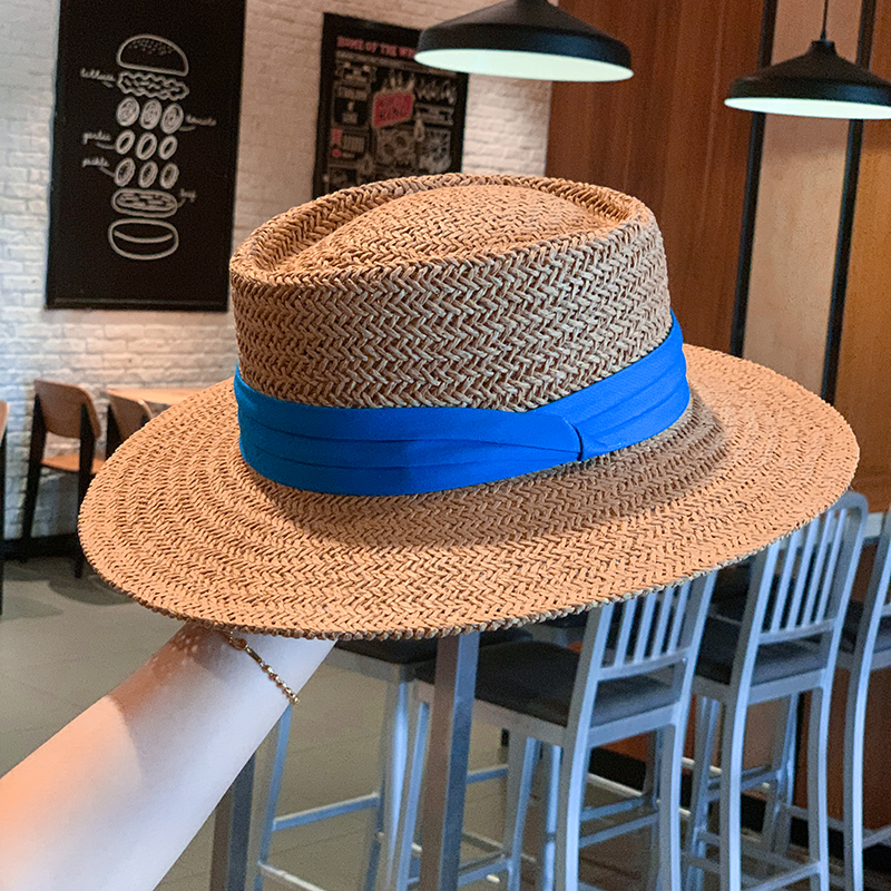 Blue strap/flat brim hat