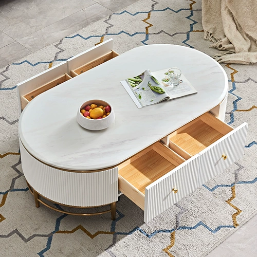 Легкий роскошный телевизионный шкаф Комбинация кофейного столика Простая современная маленькая квартира гостиная сеть красный белый мрамор Творческий телевизионный шкаф