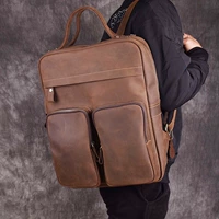 Кожаный рюкзак, сумка для путешествий, барсетка, мужской ноутбук, из натуральной кожи, воловья кожа