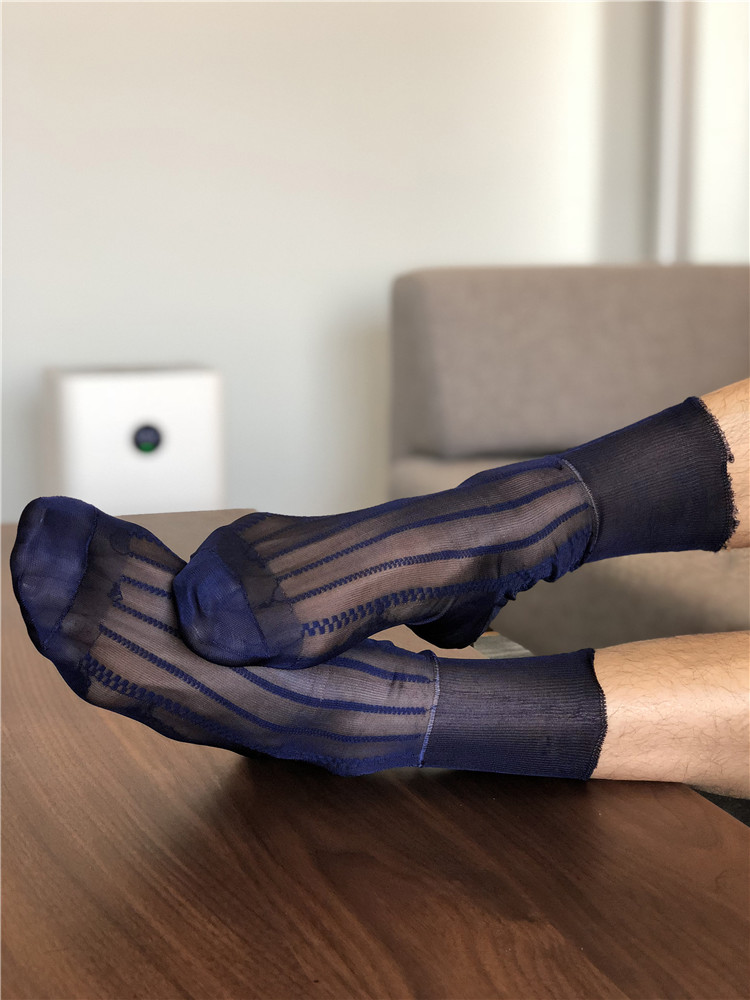 Navy BlueDashan sir old-fashioned nylon ultrathin transparent sexy formal wear Let go nylon man silk stockings good Great wall pattern