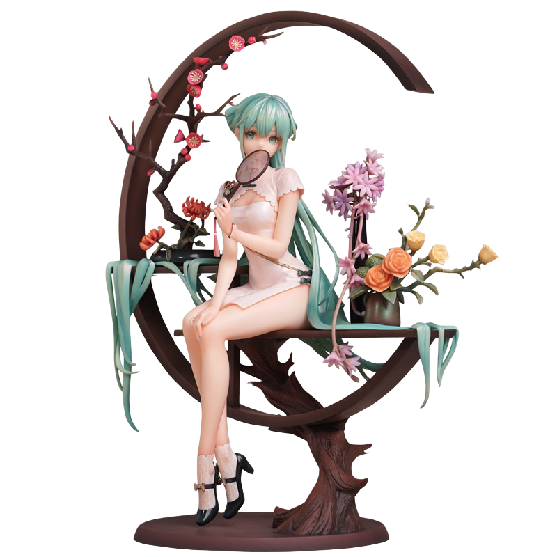 Минифигурка Shaohua Hatsune 25 см, детальная скульптура с цветочной подставкой