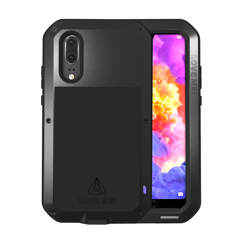 LOVE MEI Powerful Water Resistant Shockproof Dust/Dirt/Snow Proof Aluminum Metal Outdoor Heavy Duty Case Cover for Huawei P20 Pro & Huawei P20