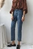 Quê hương đầu mùa thu mới phong cách Hàn Quốc cá tính rách cạnh là mỏng retro jeans nữ hoang dã nửa đàn hồi eo quần Quần jean