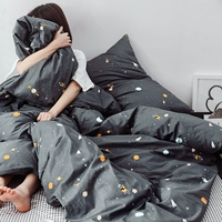Stray phá bóng hành tinh vũ trụ trên bầu trời đen bông giường denim bông chăn mô hình Double bed Mikasa - Bộ đồ giường bốn mảnh chăn ga