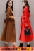 Chống mùa của phụ nữ mùa thu và mùa đông áo len dài đoạn trên đầu gối Hàn Quốc phiên bản của thắt lưng tự trồng Nizi áo len màu đỏ kết hôn áo dạ dài nữ đẹp Accentuated eo áo