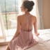 Backless pyjama vẻ đẹp gợi cảm trở lại váy ngủ nữ mùa hè băng lụa nóng người lớn tán tỉnh cô gái quần áo nửa đêm quyến rũ vui vẻ - Đêm đầm váy nữ đẹp Đêm đầm