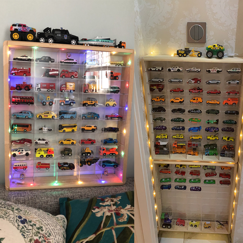 Tường hộp lưu trữ bằng gỗ xe đẹp hơn đồ chơi mô hình hợp kim thẻ xe trẻ em, Hot Wheels đứng màn tomy