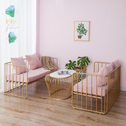 Ins gió Bắc Âu thời trang sofa vàng đặt đồ nội thất bàn cà phê tối giản hiện đại sắt rèn đơn đôi ghế sofa