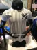 Đài Loan mua SF tóc thẳng MLB Yankees sọc lưng nam cổ tròn áo thun ngắn tay - Áo phông thể thao áo ba lỗ gymshark Áo phông thể thao