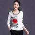 Phong cách quốc gia của phụ nữ áo sơ mi mùa hè thêu ngắn tay t-shirt nữ cotton phong cách Trung Quốc thêu kích thước lớn Slim đáy áo Áo phông