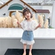 Cô gái cotton ngắn tay áo sơ mi trẻ em quần áo trẻ em kẻ sọc áo sơ mi tay phồng trẻ em hàng đầu Hàn Quốc mùa hè mới 2020 - Áo sơ mi