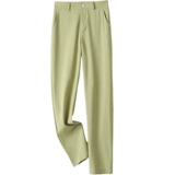 Летние зеленые штаны, костюм, по фигуре, свободный прямой крой, высокая талия