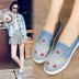 Old Bắc Kinh giày vải giày của phụ nữ mùa thu denim giày vải mùa hè phụ nữ mang thai giày đơn giày thường phẳng lười biếng một chân giày phụ nữ giày thể thao nữ đẹp Plimsolls