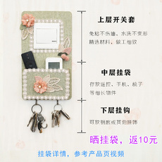 Декор для выключателя 韩式布艺免粘开关套家用插座挂钩开关贴装饰防尘罩墙贴免脏保护套