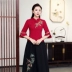 2019 mùa thu mới kiểu Trung Quốc đứng cổ áo cotton và vải lanh thêu Trung Quốc phong cách quốc gia retro Quần áo mỏng quần áo phụ nữ - Áo sơ mi