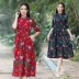 Mùa xuân 2018 phong cách dân tộc retro mới là cotton mỏng và tay áo cổ áo cổ áo khóa bút lớn một chiếc váy dài A-Line Váy