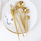 Золотые палочки для еды из нержавеющей стали домашнего использования, комплект, посуда, европейский стиль, 4 предмета, полный комплект