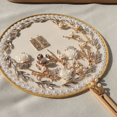 Декоративный веер 晚吟原创 diy团扇材料包新娘喜扇子金结婚龙凤褂秀禾团扇中式婚礼