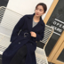 pho mát retro eo áo len nữ Hàn Quốc phiên bản của phần dài của tự trồng len dày cashmere ve áo áo áo dạ nữ đẹp Accentuated eo áo