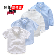 Trai áo sơ mi trắng dài tay quần áo trẻ em mùa xuân và mùa thu mô hình trong trẻ em lớn của áo cotton trẻ em ngắn tay áo mùa hè