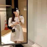 Южнокорейский летний товар, однотонное платье, сезон 2021, рукава фонарики, в западном стиле, А-силуэт