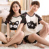 Thời trang mặc mùa hè cotton couple đồ ngủ kích thước lớn nam giới và phụ nữ ngắn tay áo phù hợp với Hàn Quốc phiên bản của bông dịch vụ nhà đồ ngủ Giống cái