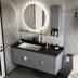 Tủ phòng tắm sang trọng nhẹ nhà vệ sinh chậu rửa chậu rửa tủ kết hợp đơn giản hiện đại tủ gương tròn thông minh gỗ nguyên khối gương nhà tắm có tủ tủ gương treo tường 