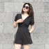 TansSHOP thời trang hè ngắn tay ngắn eo jumpsuit nữ xếp li thon gọn quần short giảm béo quần ống rộng quần áo nữ đẹp Quần short