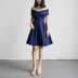 TANSSHOP Đông Nam Á Xếp Li Tắt Vai Chữ Thập Từ Cổ Áo Mỏng Một Từ Midi Dress Dress D173 váy xoè ngắn A-Line Váy