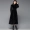 Áo len dài 18 năm mùa đông mỏng màu đen Lông cừu dài dày ấm áp ấm áp đầu gối nữ