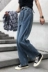 Quần jean nữ xuân hè 2018 mới của sinh viên Hàn Quốc buông xõa retro eo cao thẳng ống rộng chân quần 9 quần jean nữ Quần jean